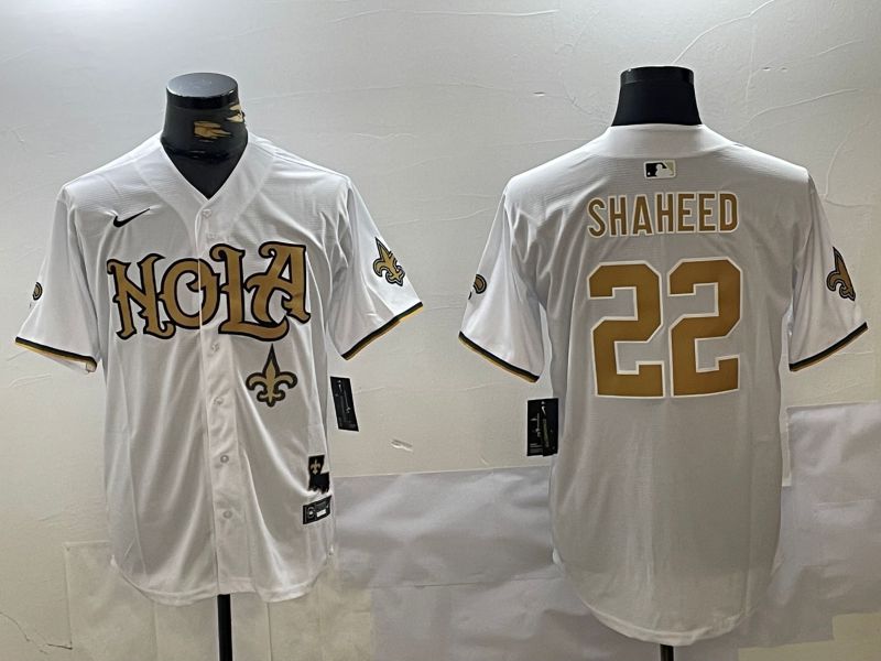 Men New Orleans Saints #22 Shaheed White Joint Name 2024 Nike Limited NFL Jersey style 3